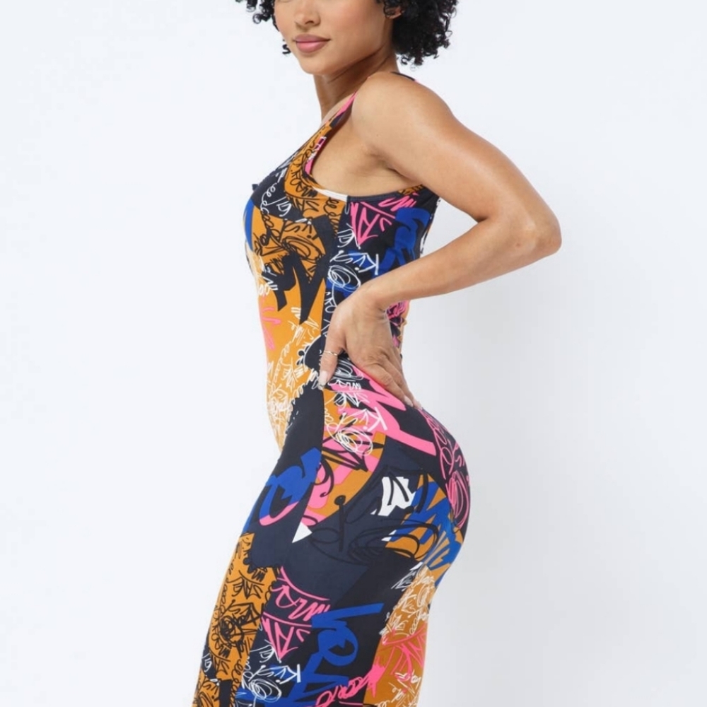 Bodycon Graffiti Print Dress Size Medium ~ NEW! - Picture 2 of 3
